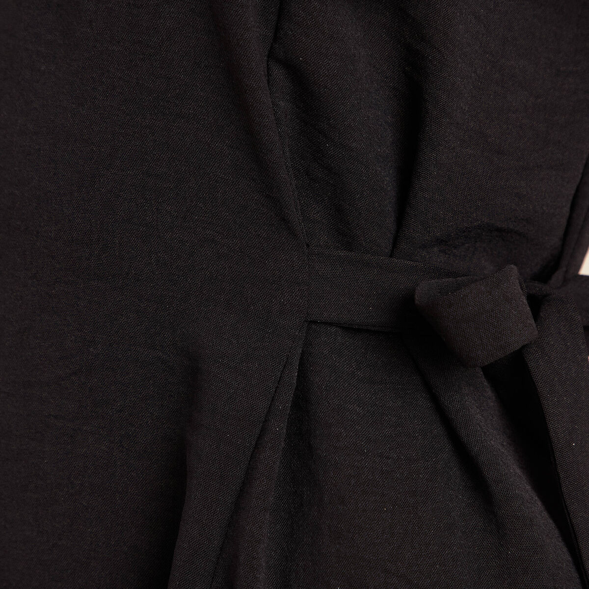 Robe longue droite manches courtes noir femme