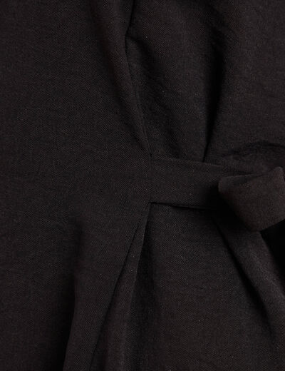 Robe longue droite manches courtes noir femme