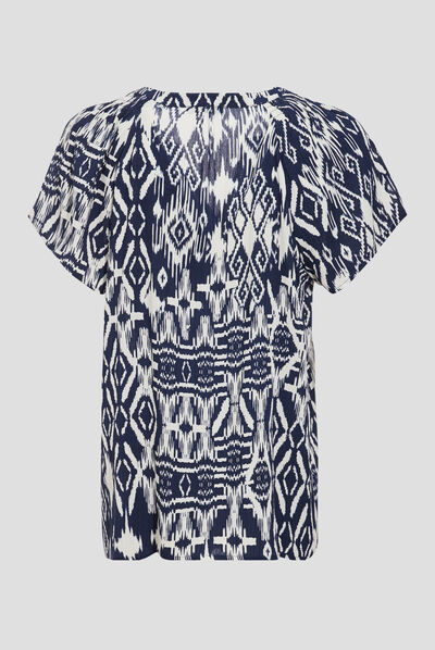 Blouse manches courtes bleu foncé femme