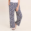 Pantalon large taille haute bleu femme