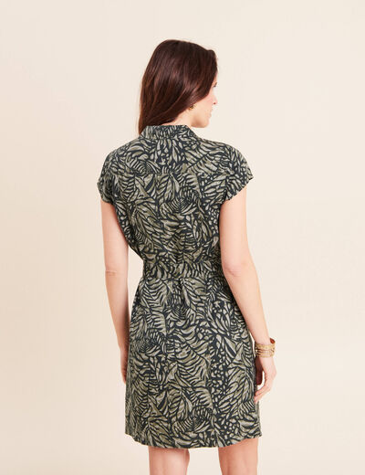 Robe droite zipp&eacute;e vert femme