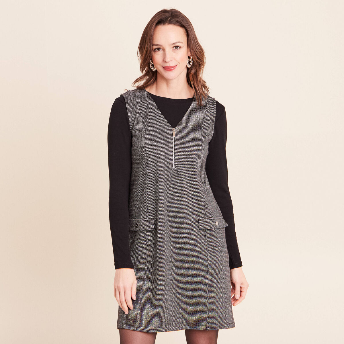 Robe chasuble gris femme