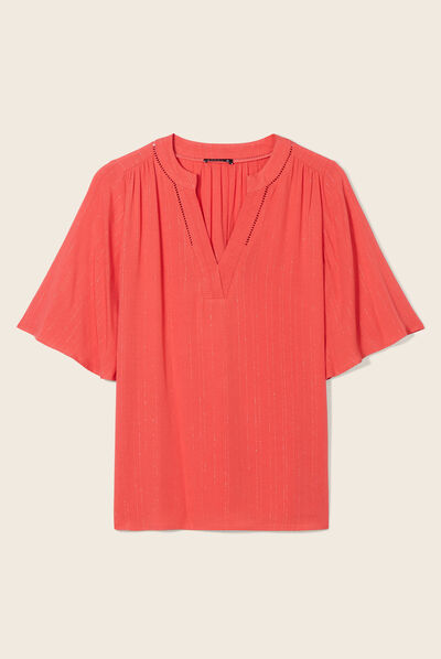 Blouse manches courtes orange clair femme