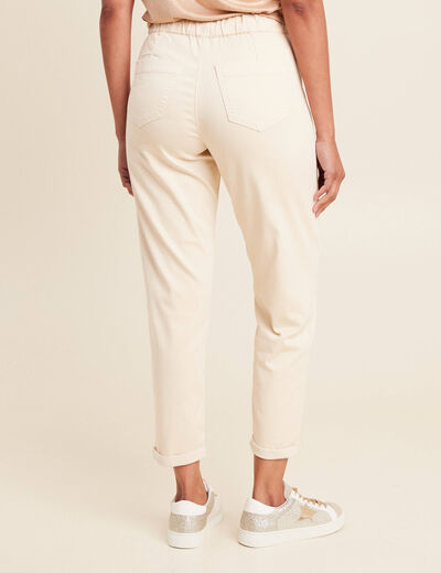 Pantalon coupe mom 7/8&egrave;me ivoire femme