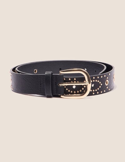 Ceinture clous et oeillets noir femme