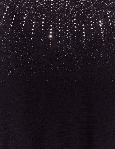 Pull manches longues à strass noir femme