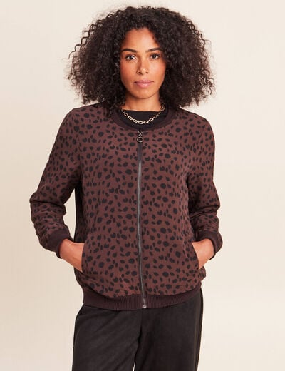 Gilet r&eacute;versible manches longues marron fonc&eacute; femme