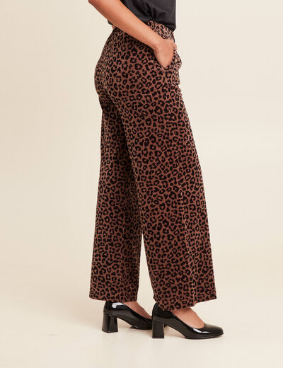 Pantalon large velours marron femme