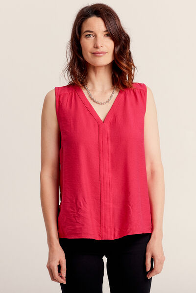 Blouse sans manches rose fushia femme