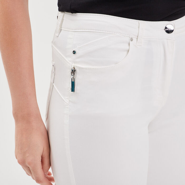 Pantalon 7/8 satin ecru femme