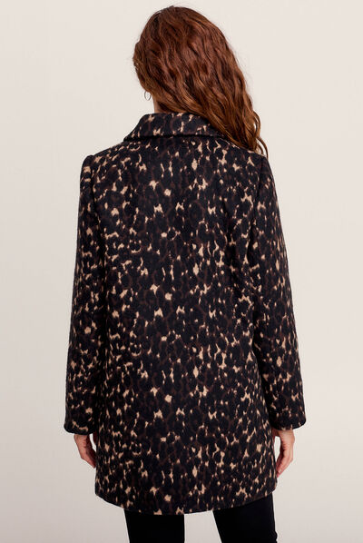 Manteau droit col à revers noir femme