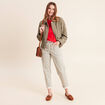Pantalon coupe mom 7/8&egrave;me vert femme