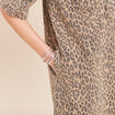 Robe courte droite imprim&eacute;e l&eacute;opard marron femme