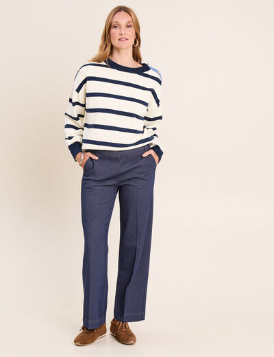 Pull avec d&eacute;tails de boutons bleu femme