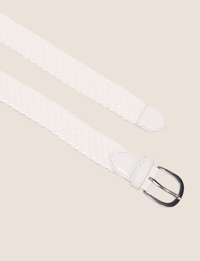 Ceinture tressée métalissée ecru femme