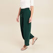 pantalon large taille haute vert foncé femme