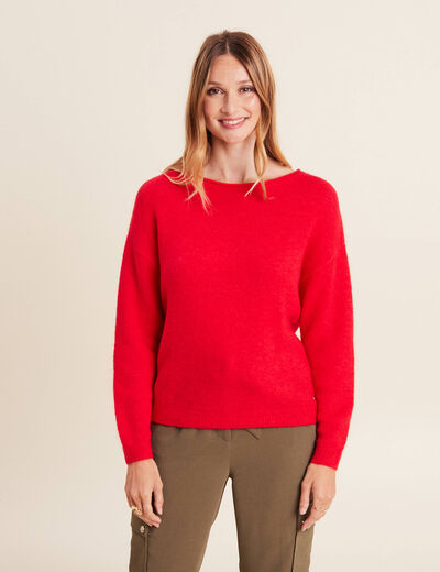 Pull manches longues rose cerise femme