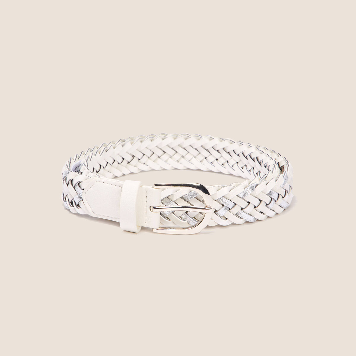 Ceinture tressée irisée ecru femme