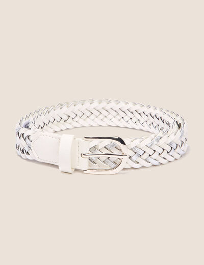 Ceinture tressée irisée ecru femme