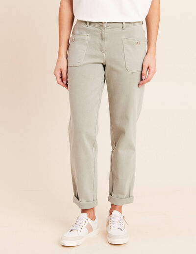 Jean coupe mom 7/8&egrave;me vert clair femme