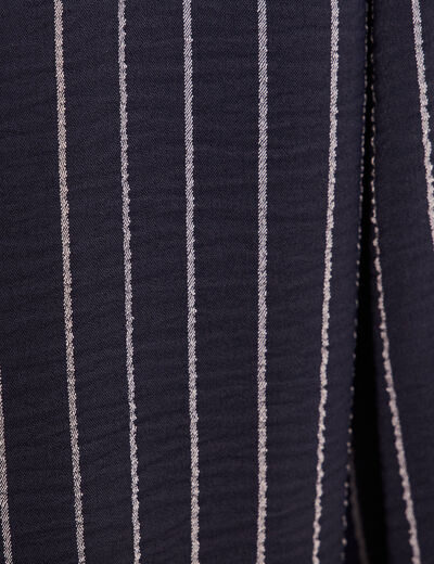 Veste droite longue manches 3/4 doubl&eacute;e bleu fonc&eacute; femme