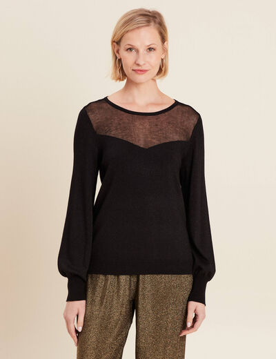 Pull manches longues noir femme