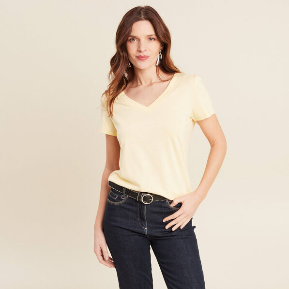 T-shirt manches courtes jaune clair femme