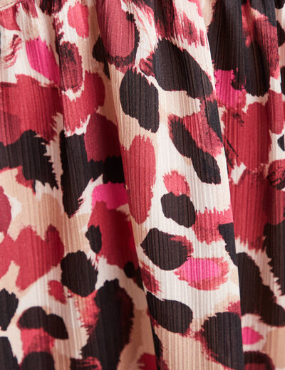 Blouse satinée col tunisien rose femme