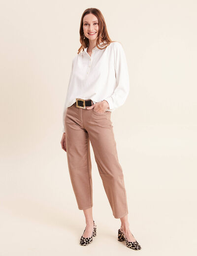 Pantalon magique Le L&eacute;ger coupe barrel taupe femme