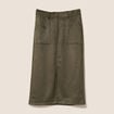 Jupe longue droite su&eacute;dine vert kaki femme