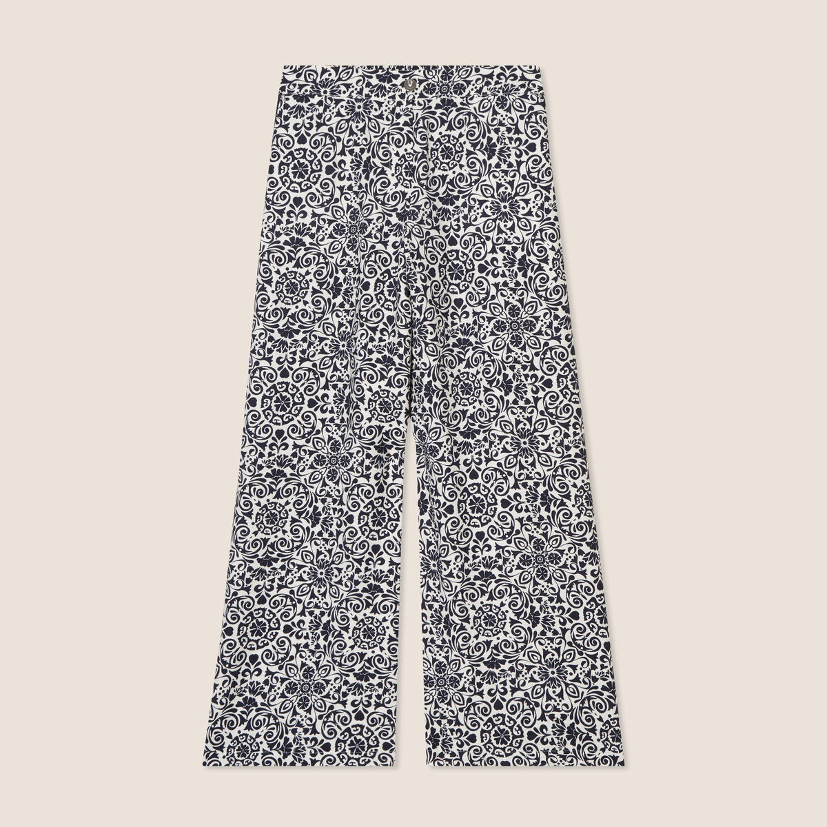 Pantalon 7/8ème taille haute bleu marine femme