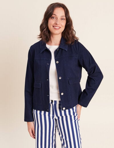 Veste doubl&eacute;e denim stone femme