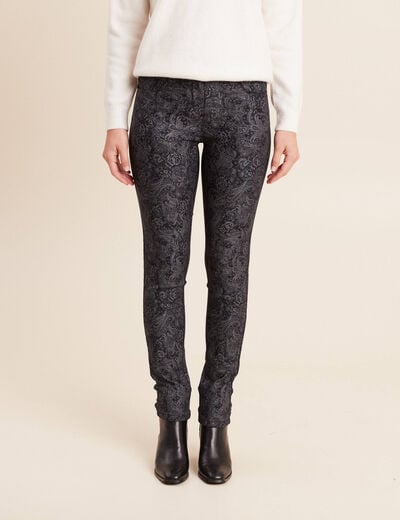 Pantalon coupe ajust&eacute;e enduit gris acier femme