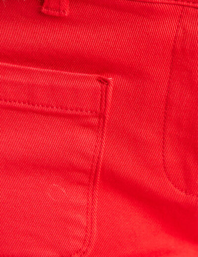 Pantalon droit 7/8&egrave;me taille standard rouge fluo femme