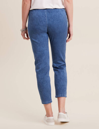 Jean carotte taille élastiquée bleu ciel femme