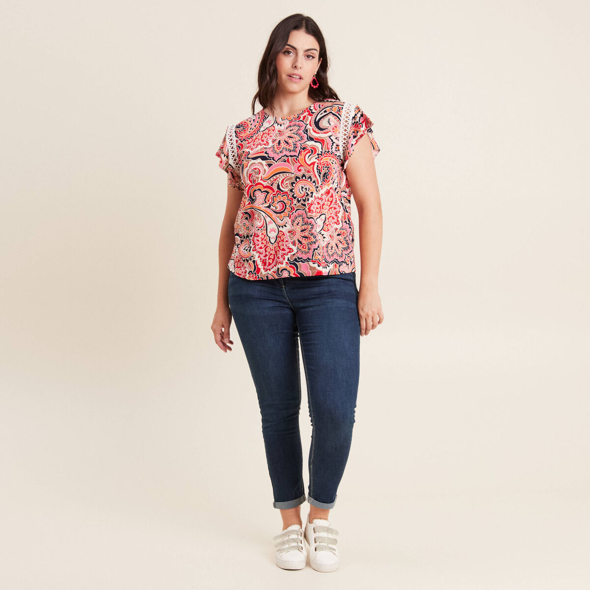 Jean coupe ajust&eacute;e 7/8&egrave;me denim brut femme