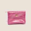 Porte-monnaie en cro&ucirc;te de cuir rose fushia femme