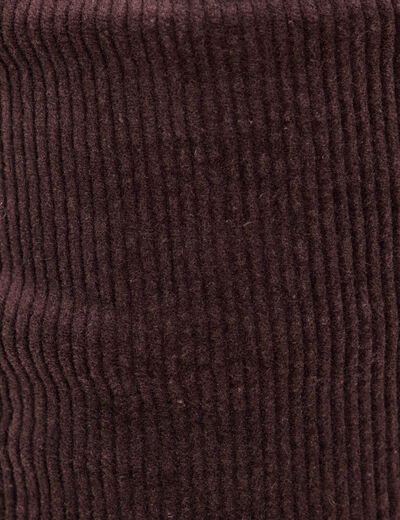 Pantalon large velours c&ocirc;tel&eacute; marron fonc&eacute; femme