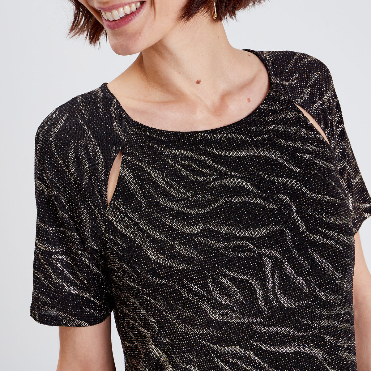 Robe droite manches courtes noir femme