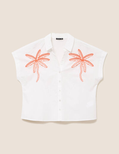 Chemise col chemise manches courtes blanc femme
