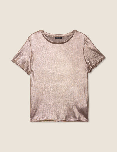 T-shirt manches courtes couleur cuivre femme