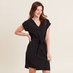 Robe droite col en V noir femme