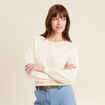 Pull manches longues ajouré ecru femme
