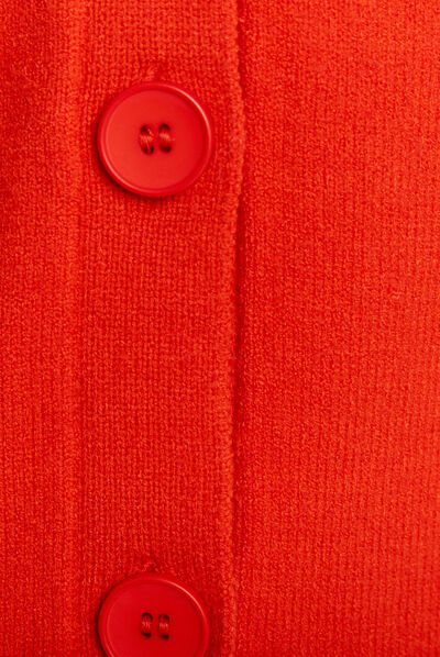 Gilet manches longues col en V orange femme