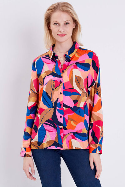 Chemise manches longues rose femme