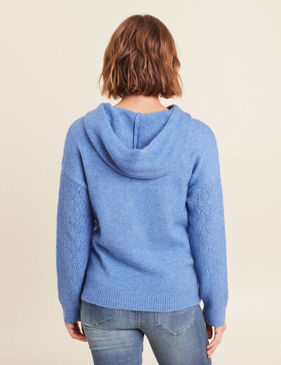Pull à capuche bleu violet femme