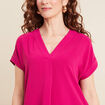 Blouse manches courtes rose fushia femme