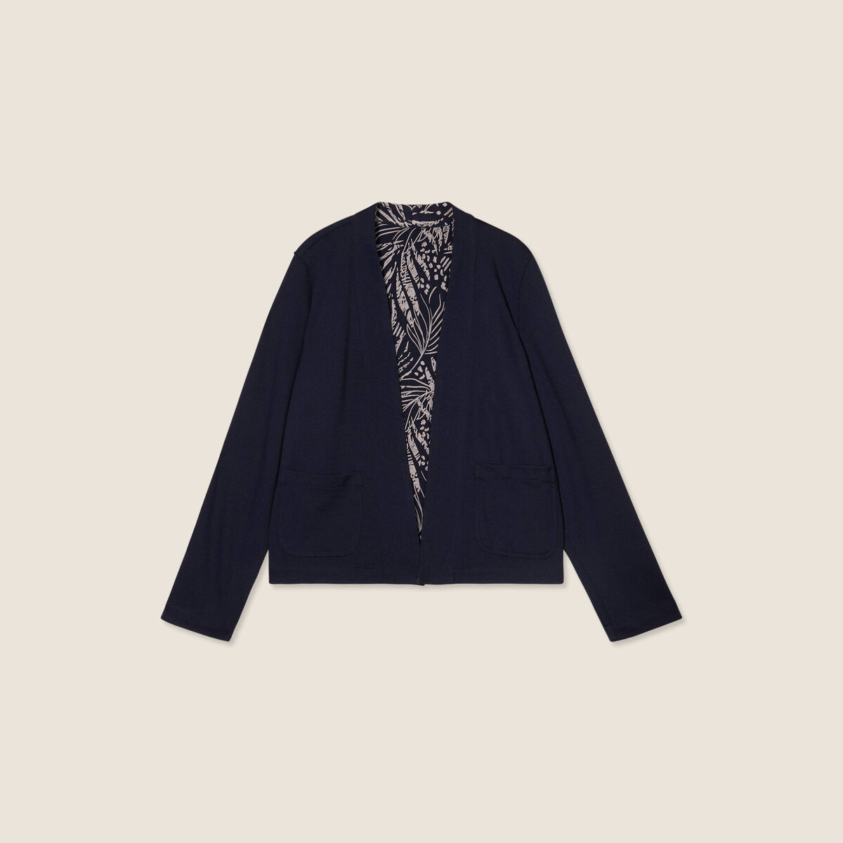 Veste droite réversible bleu foncé femme