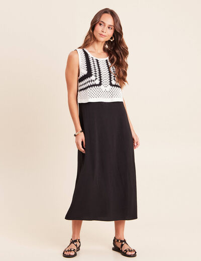 Robe avec haut crochet noir femme