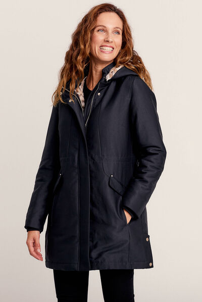 Parka droite à capuche noir femme